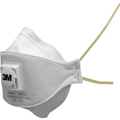 Bild av 3M Aura partikelmask, FFP1, med ventil, 9312+, 10 masker per förpackning, vit