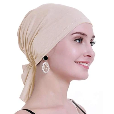 Bild av osvyo bambu Chemo huvudduk för kvinnor med håravfall cancerpatienter huvudbonad turban i förseglad förpackning, ljus sand dollar, En Storlek