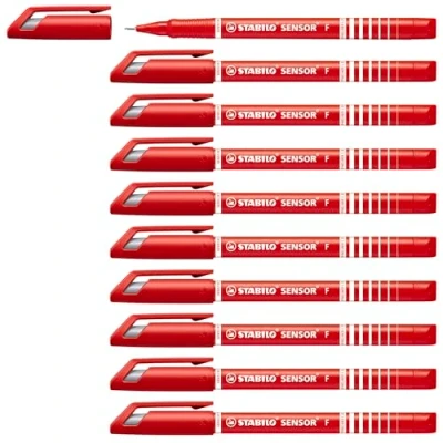 Bild av Fineliner STABILO SENSOR F Ask med 10 Röd