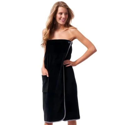 Bild av Morgenstern Bastuhandduk Bomull Bastukilt Spa Kilt med Ficka Svart