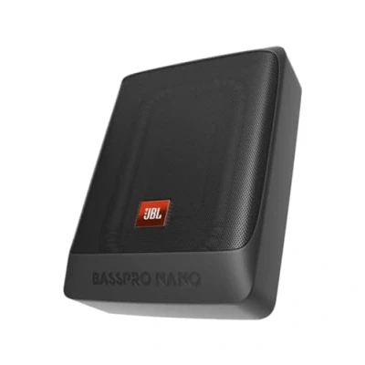 Bild av JBL BassPro Nano Ultrakompakt aktiv subwoofer för bilar med 6&quot; x 8&quot; 200 Watt under bilens sätesbasbox, aktiv, sätet