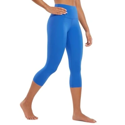 Bild av CRZ YOGA Dam Butterluxe Högmidjade Lounge Leggings 19&#039; Träningsmjuka Capris Yogabyxor Sparkle Blue S