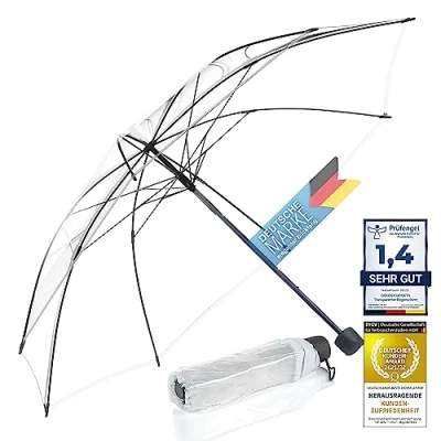 Bild av Genomskinligt paraply, vitt paraply Ø 100 130 cm; Elegant i genomskinlig färg Modehighlight (1x fickparaply)