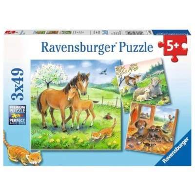 Bild av Ravensburger 08029 3x49 bitar Barnpussel från 5 år perfekt ålderspassning Mysdags en rolig aktivitet för familjen och barnen