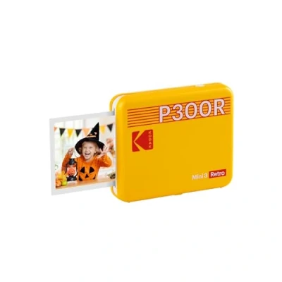 Bild av KODAK Mini 3 Retro 4PASS bärbar fotoskrivare (7,6 x 7,6 cm) + 8 ark, Gul