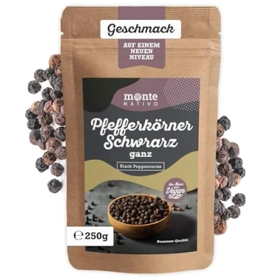 Bild av Pepparkorn Svart Monte Nativo (250g) Svartpeppar hel Skonsamt torkade och aromatiska kryddor som är idealiska för matlagning smaksättning Intensiv arom smak