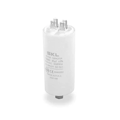 Bild av DL pro kondensator motorkondensator 45 µF 450 V Ø x 95 mm universell med 6,3 AMP flaggor och fästskruv M8 CBB60 startkondensator motorstartkondensator för elektriska hushållsapparater