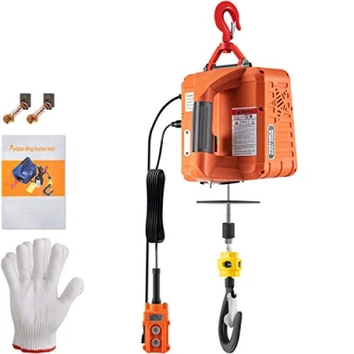 Bild av VEVOR 2 i 1 elektrisk hiss bärbar vinsch 498,95 kg lyftvinsch 500 W lyfthöjd 7 m lyfthastighet 4 m/min trådbunden fjärrkontroll för garage lager fabrik bogsering