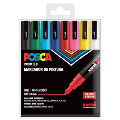 Bild av POSCA UNI Set PC 3M Basic 8 filtpennor, A 1