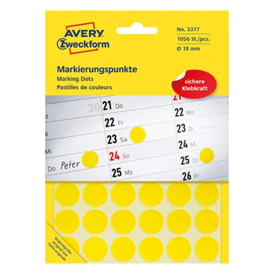 Bild av Avery Zweckform Färgkodningspunkt 1,8 cm diameter gul (paket om 1056)