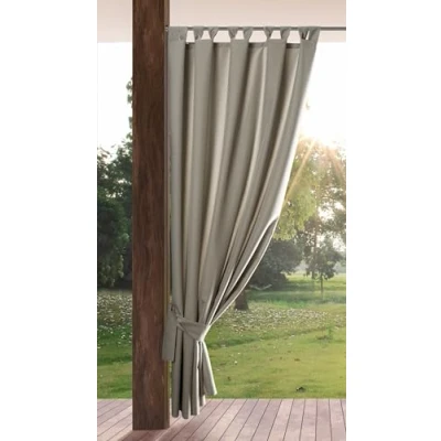 Bild av Eurofirany trädgård utomhusgardiner med ögla 1 st. Avtagbara slingor, solskydd insynsskydd vindtäta vattentäta gardiner för paviljong terrass pergola, 155 x 240 cm, cappuccino