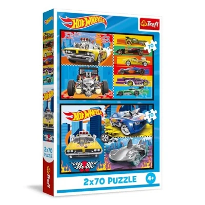 Bild av Trefl pussel 2 i 1: Hot Wheels, Bilar x 70 bitar, Set av två för barn över 4 år
