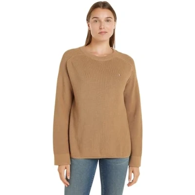 Bild av Tommy Hilfiger Dam Co Cardi Stitch C nk SWT Pullovers, Klassisk kaki, S