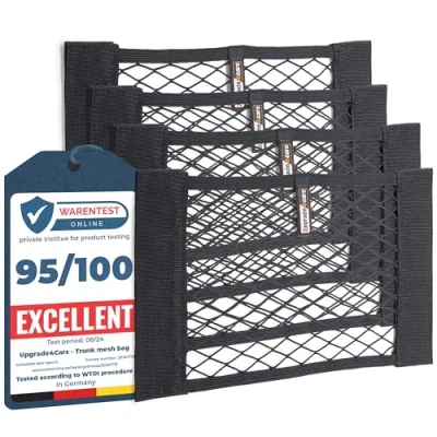 Bild av Upgrade4cars bagagelucka nätväska kardborreband 4 bilarrangör nät 40 x 25 cm elastiskt bilförvaringsnät universellt biltillbehör interiör pryl, O2 2