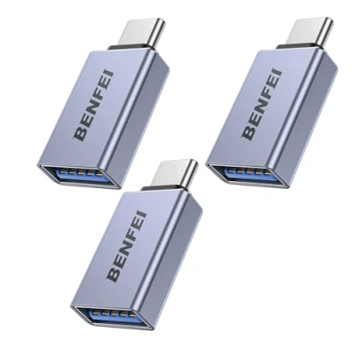 Bild av BENFEI USB C till 3.0 adapter, 3 pack en hane hona adapter kompatibel med MacBook 2018 2017 2016, Samsung Galaxy Note 8, S8 S8+ S9, Google Pixel, Nexus mera