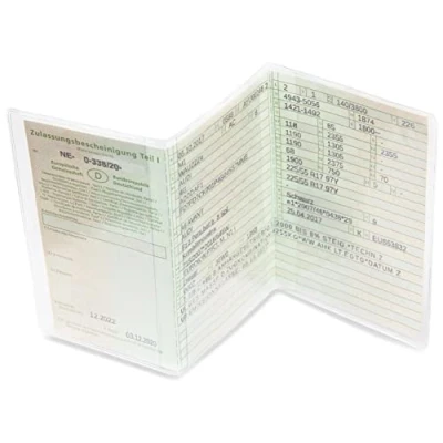 Bild av Frentree® fordonsregistreringsbevis fodral för bilsedlar, tillverkad i Tyskland, 3 delat transparent skyddsfodral, kristallklar och formanpassad, dokumentäkta id kortfodral