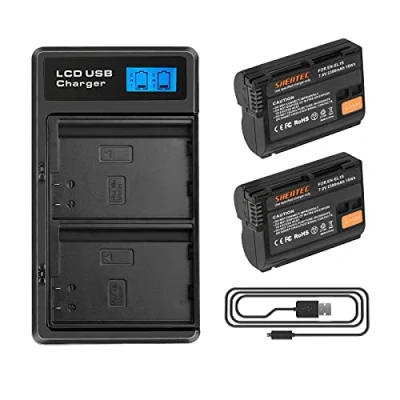 Bild av 2X Shentec 2300mAh batteri EN EL15 EL15A för Nikon D750 D7500 D850 D810 D810A D800 D800E D7200 D500 D610 D600 med dubbel laddare