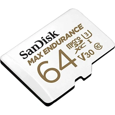 Bild av SanDisk MAX ENDURANCE Video Monitoring for Dashcams &amp; Home 64 GB microSDXC Memory Card + SD Adaptor 30,000 Hours Endurance, White
