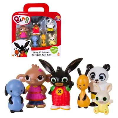 Bild av Giochi Preziosi Bing set med 6 figurer, Bing, flop, Sula, Amma, Pando och Padget, färgglada detaljer mått i skalan, är 8 cm hög, lek barn 18 månader