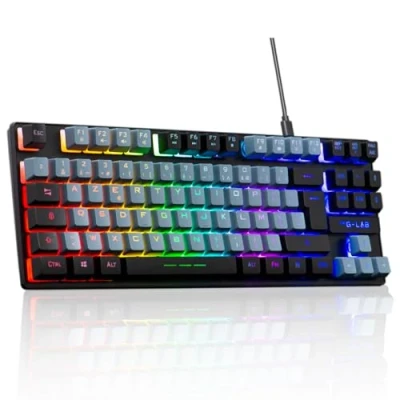 Bild av The G Lab Keyz Caesium TKL 87 tangenter trådbundet USB tangentbord AZERTY, RGB anpassningsbar, programmerbar makron kompakt speltangentbord utan numerisk platta PC/PS4/PS5/XBOX (grå)