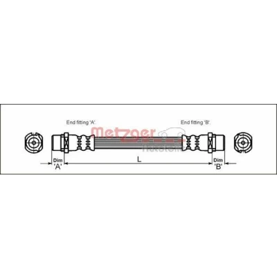Bild av METZGER 4112824 Flexible De Frein 197 M10 x 1 OPEL: Corsa C 3/5 portes