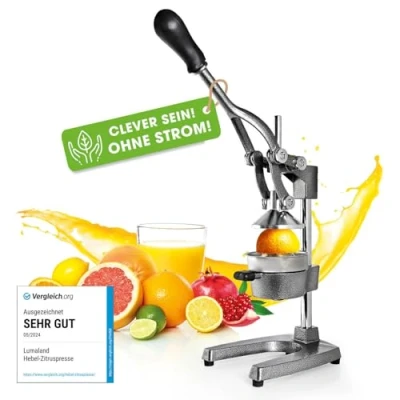 Bild av Lumaland Professionell manuell juicepress gjutjärn apelsinjuicepress med handpress utrustning citrusjuicer 6,5 kg