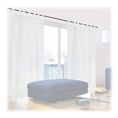 Bild av Relaxdays gardiner, set om 2, H x B): 175 140 cm, halvtransparenta vardagsrum och sovrum, slingor, vit