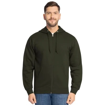 Bild av Fruit of the Loom Men&#039;s Eversoft Fleece Hoodies (Regular &amp; Big Man), Full Zip Duffle Bag Green, XX Large