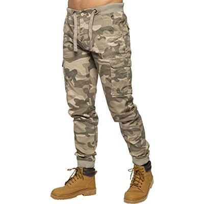 Bild av Enzo Herr militär strid joggingbyxor kamouflage cargo arbetsbyxor, BEIgE, 38W x 32L