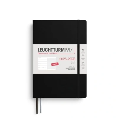 Bild av LEUCHTTURM1917 372802 veckokalender och anteckningsbok medium (A5) 2026, 18 månader 07.2025 12.2026, mjukt omslag, svart, engelsk