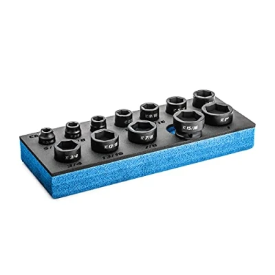 Bild av Capri verktyg 3/8 tum Drive Stubby Impact Socket Set, SAE, 5/16 till 1 tum, 12 delar