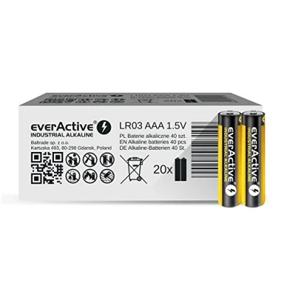Bild av everActive AAA batterier 40 pack, industriell alkalisk, Micro LR03 R03 1,5 V, 5 års hållbarhet, stycken