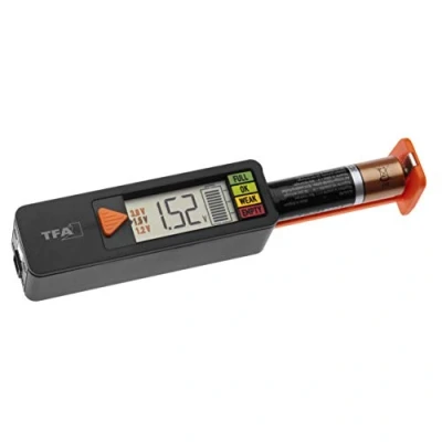 Bild av TFA Dostmann BatteryCheck, 98.1126.01, universell batteritestare för batterier, uppladdningsbara batterier AAA, AA, C, D, knappceller med 1,2V / 1,5V 3,0V 9V blockbatterier, hushållsbatteritestare