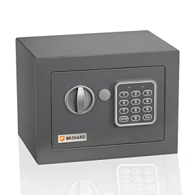 Bild av Brihard Junior elektroniskt kassaskåp 17 x 23 cm litet med kod första digitala för barn, LED skärm