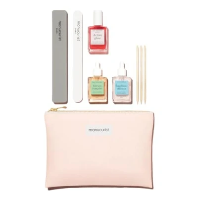 Bild av Manucurist Active Glow Manikyrset Pro nagelvårdsset, vegansk och tillverkad i Frankrike: 1 nagelfil, nagelpolerare, nagelbandsborttagare, 3 nagelbandsförare, aktiv glöd, komplett serum
