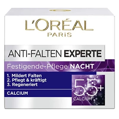 Bild av L&#039;Oréal Paris Nattvård för ansiktet, fuktgivande anti aging nattkräm med kalcium att minska rynkor, rynk Expert 55+, 1 x 50 ml