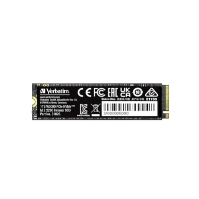 Bild av Verbatim Vi5000 NVMe M.2 Internal SSD, intern SSD enhet med 1 TB datalagring och PCIe Gen 4 gränssnitt, solid state Drive för gamingdator Playstation 5, svart