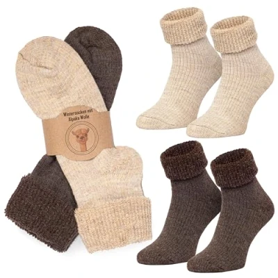 Bild av MOUNTREX® Alpacka strumpor, ullstrumpor för kvinnor och män vinterstrumpor, varma husstrumpor, termostrumpor tjocka 2 par, Grå/antracit termo med kuvert, 39 42 EU