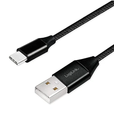 Bild av USB 2.0 anslutningskabel, (typ A) till C) svart, 0,3 m