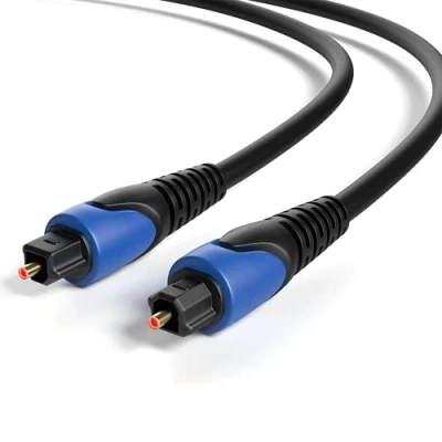 Bild av Optisk kabel Toslink digitalkabel ljudkabel guldpläterade kontakter LWL fiberoptisk ledare SPDIF digital kompatibel med soundbar, hemunderhållning, HiFi system, hemmabio, TV, PS4 etc. (2 m)