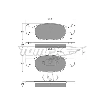 Bild av TOMEX brakes TX 10 711 Jeu de plaquettes frein Essieu avant contact signal d&#039;usure inclus FIAT: BRAVO 1, Marea Weekend, Brava 5 portes