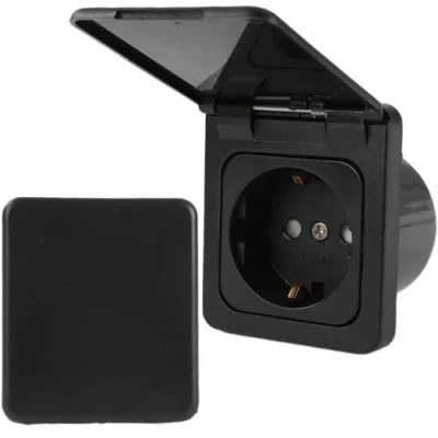 Bild av HABA C Line Presto Inprojal CBE uttag Schuko + gångjärnslock isouttag 220/230 volt svart