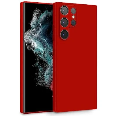Bild av MyGadget fodral för Samsung Galaxy S22 Ultra mjukt och TPU med mikrofiberfoder extra tunt lätt skydd rött