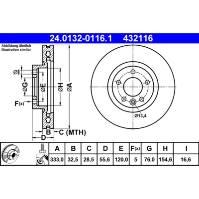 Bild av Bromsskiva Ate 24.0132 0116.1