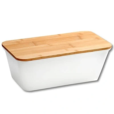 Bild av Kesper brödlåda, material: plast, bambu, mått: B: 35 x H: 13,5 D: 20 cm, färg: grå, brun 58491
