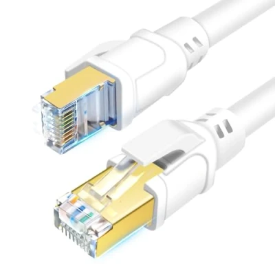 Bild av DDMALL CAT8 Ethernet kabel 8m, höghastighets 40Gbps 2000Mhz Gigabit LAN kabel, dubbelskärmad SFTP Patchkable nätverkskabel med guldpläterad RJ45 kontakt för spel, router, PC (8m Vit)