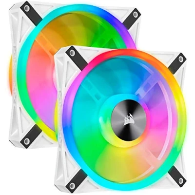 Bild av Corsair QL Series, iCUE QL140 RGB, 140mm RGB LED PWM White Fan, Dual Fan Kit with Lighting Node CORE