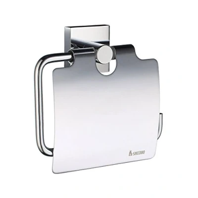 Bild av Smedbo &quot;House&quot; Kromad toalettrullehållare med lock, polerad krom, silver, 11,5 x 11,2 4,5 cm