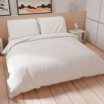 Bild av PETTI Artigiani Italiani Maxi Single Påslakanset 220x155 cm (1 örngott 80x80 ingår), Set Mjukt Påslakan Mikrofiber Solid Vit