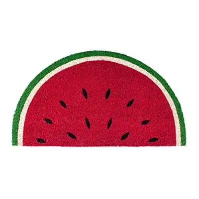 Bild av Fisura dörrmatta &quot;Vattenmelon&quot;. PVC halkfri för utomhusbruk. Smutsfångare. Halvcirkelformad dörrmatta. Mått: 70 cm x 40 cm. Röd, grön, vit och svart.